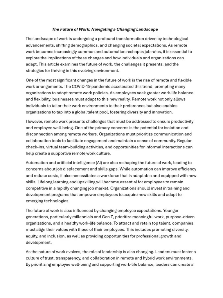 The Future Of Work | PDF | Automation | Employment