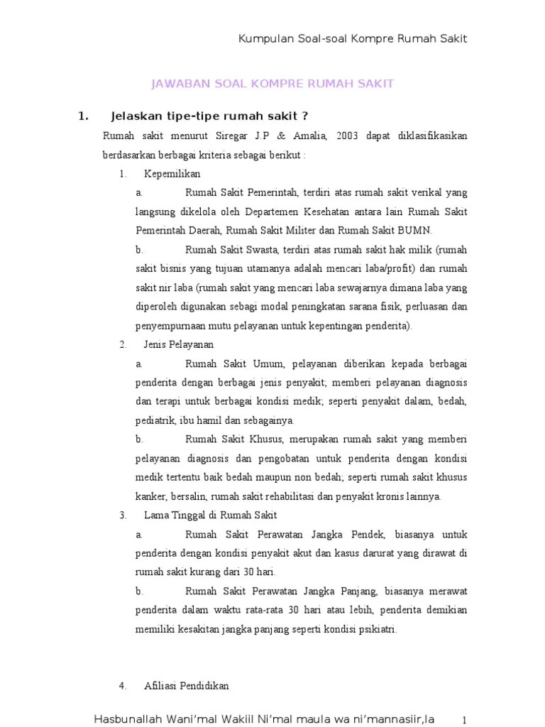 Contoh ini tidaklah bersifat baku, tetapi paling tidak bisa dijadikan acuan ataupun sekedar referensi. Kumpulan Soal Tes Administrasi Rumah Sakit : (DOC) Tes ...