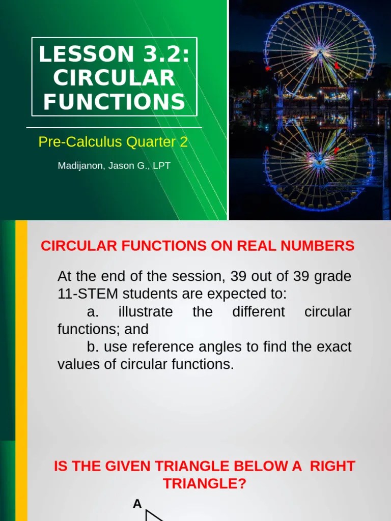 Lesson 3.2 Circular Functions | PDF | Triangle | Trigonometric Functions