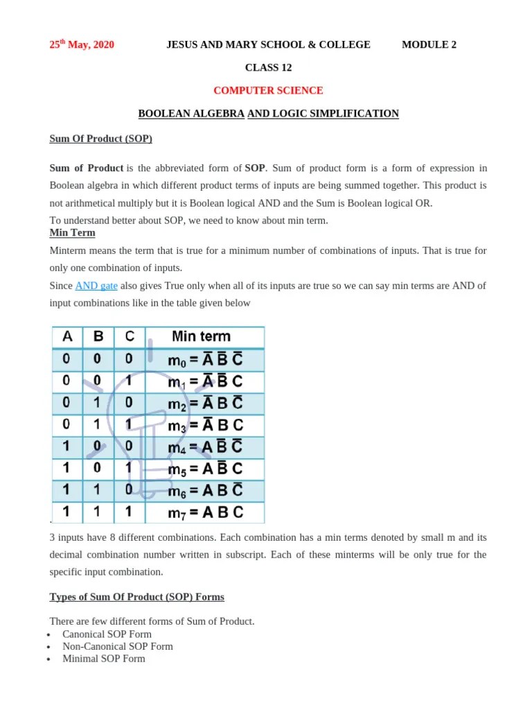 Class 12 Computer | PDF | Mathematical Logic | Algebra