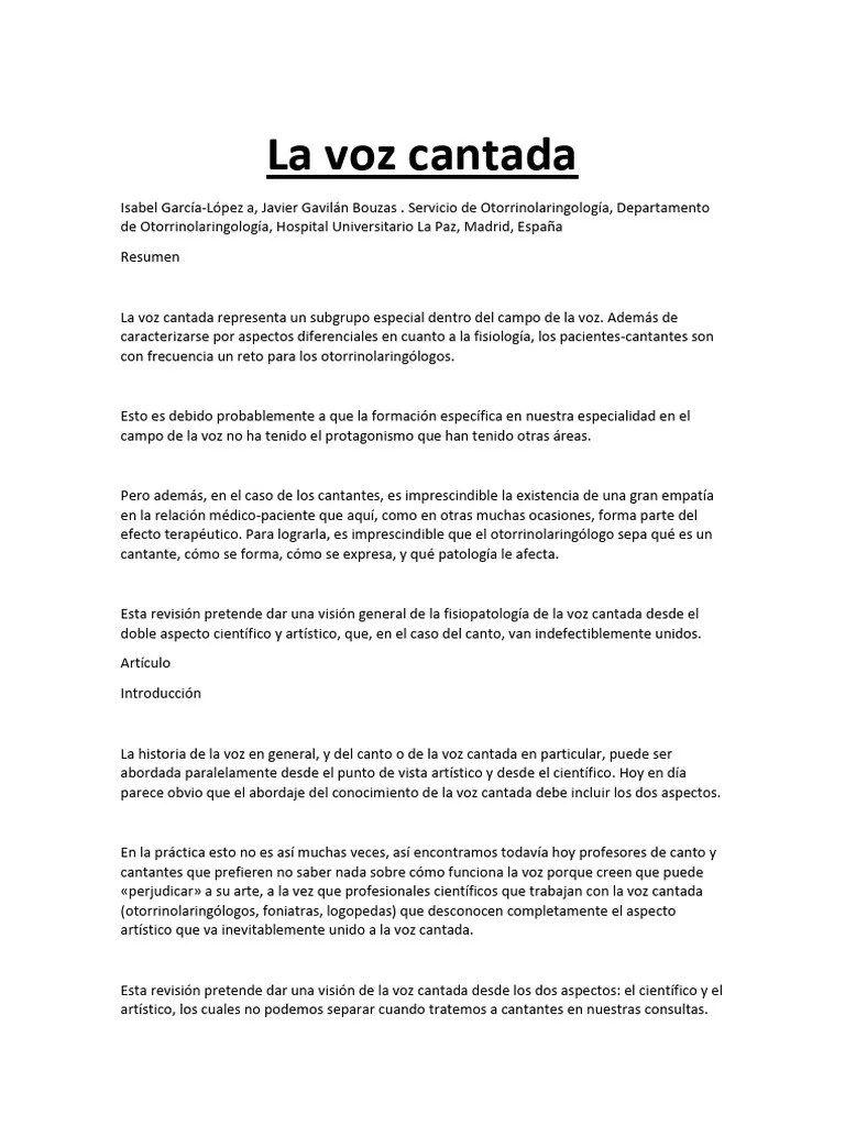 Foniatria - La Voz Cantada | PDF | Sonido | Canto