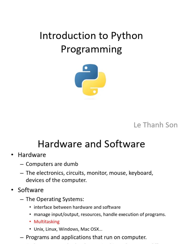 Lecture 01 - Intro To Python | PDF | Computer Programming | Python (Programming Language)