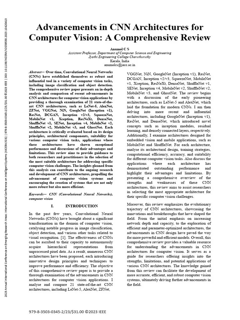 Advancements In CNN Architectures For Computer Vision A Comprehensive ...