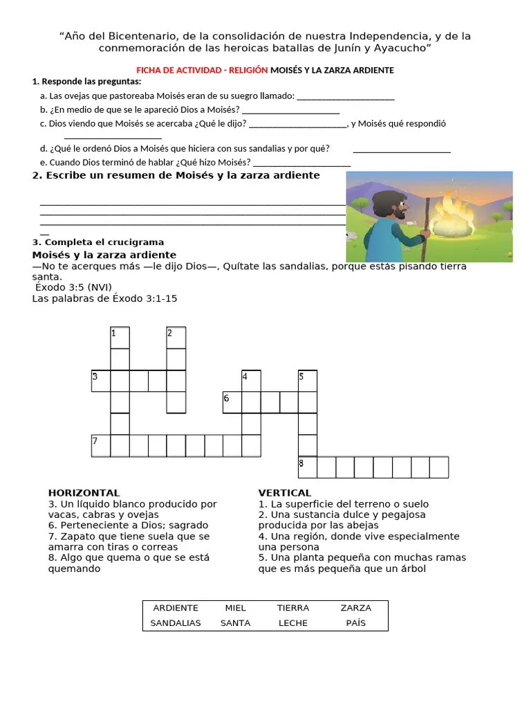 Ficha-Juev-Rel - Moisés Y La Zarza Ardiente | PDF