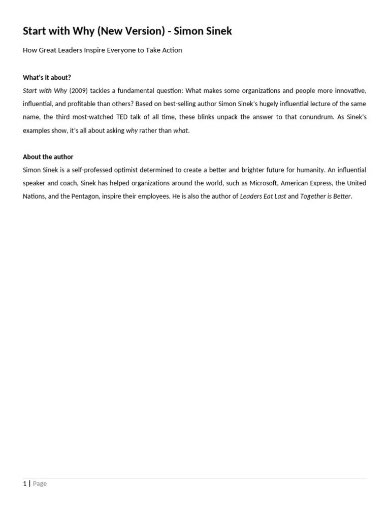 [Management And Leadership] Start With Why (New Version) - Simon Sinek | PDF | Apple Inc. | I Pod