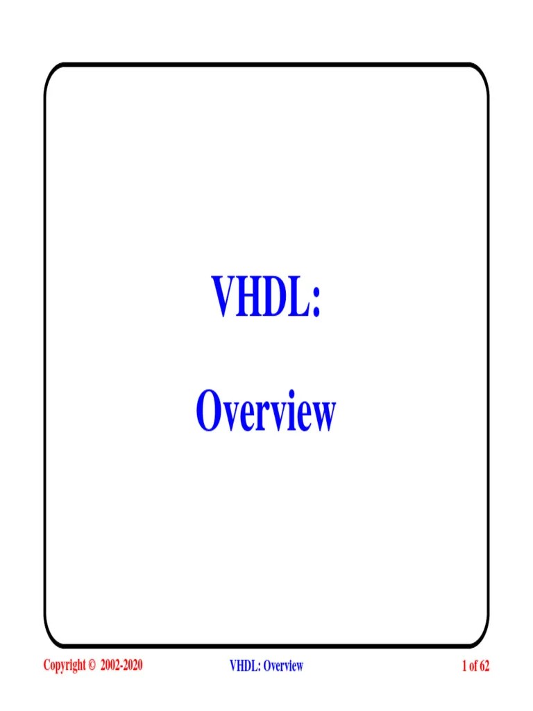 VHDL Overview | PDF | Vhdl | Hardware Description Language