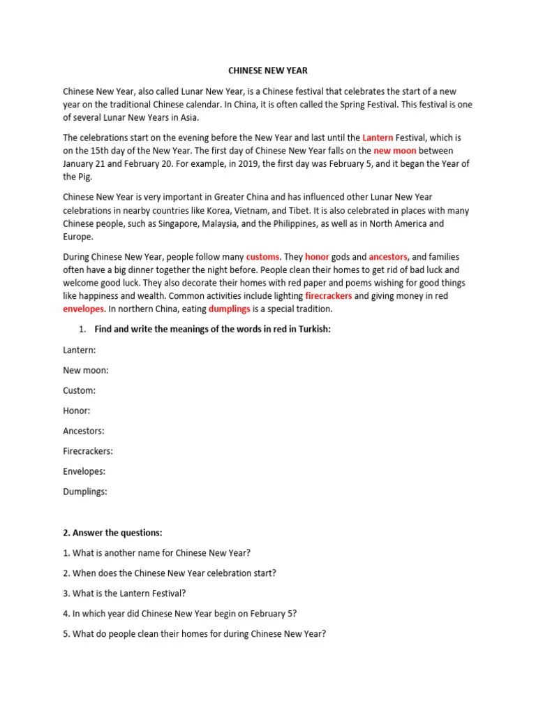 Lesson Based On Chinese New Year | PDF | China | World Politics