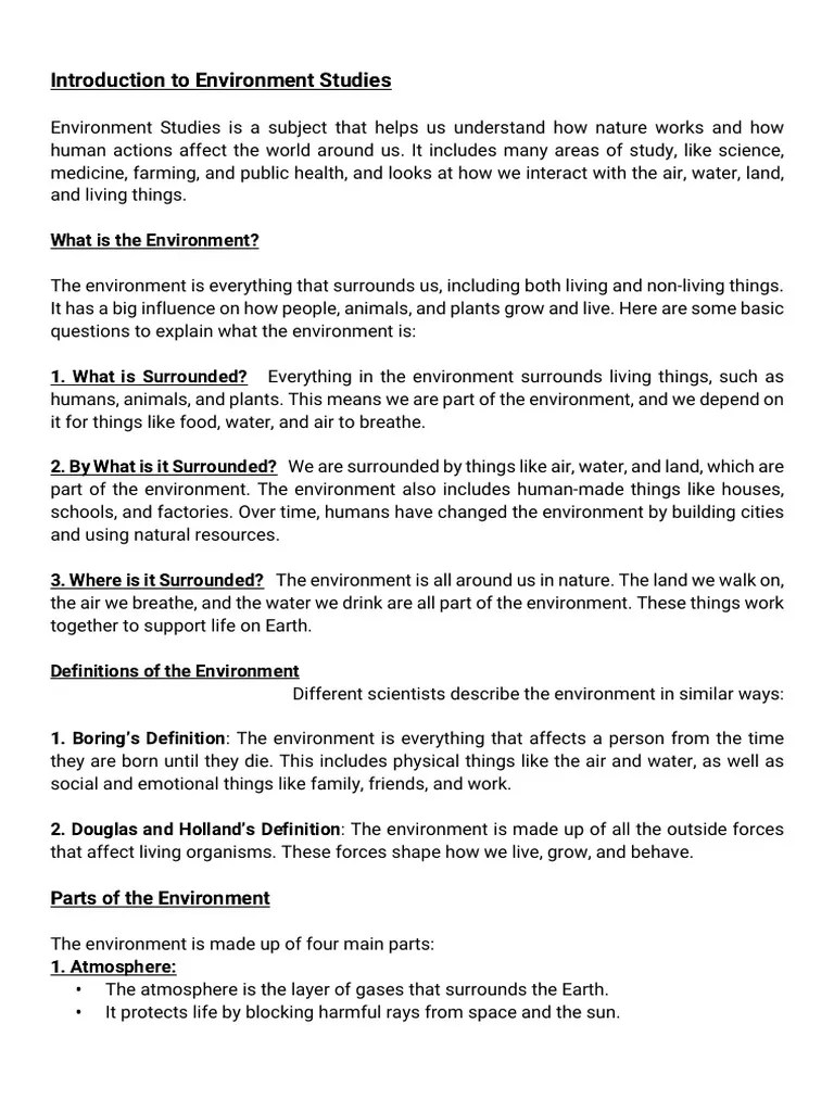 Introduction To Environment Studies | PDF | Natural Environment | Earth ...