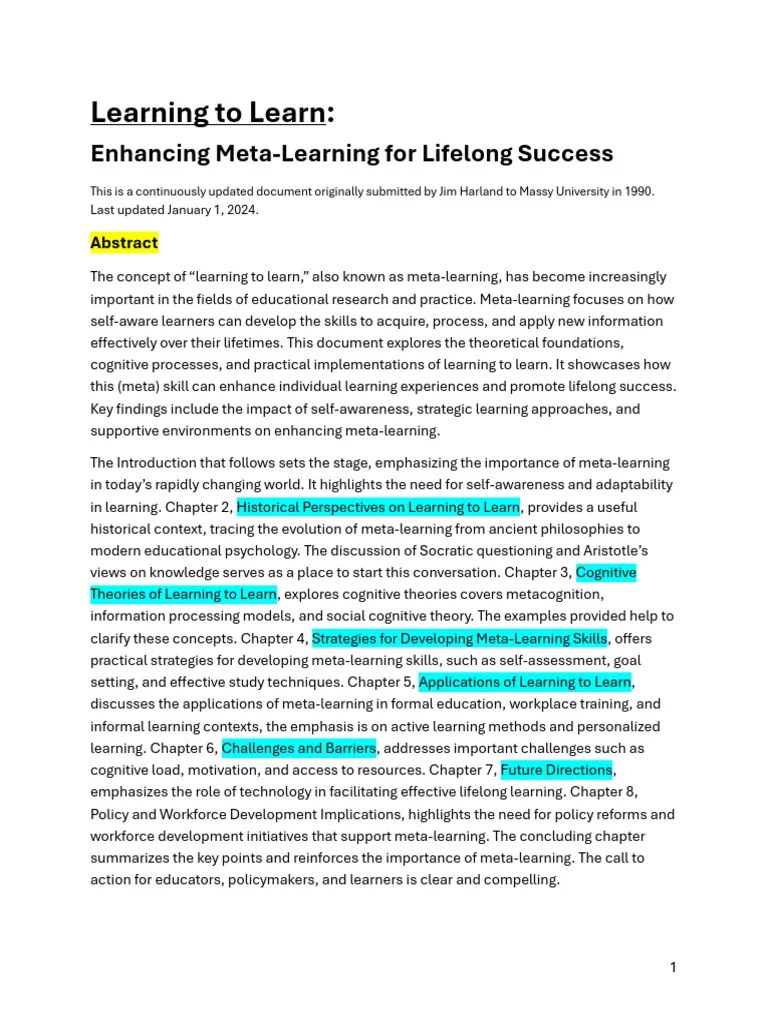 Learning To Learn | PDF | Learning | Metacognition