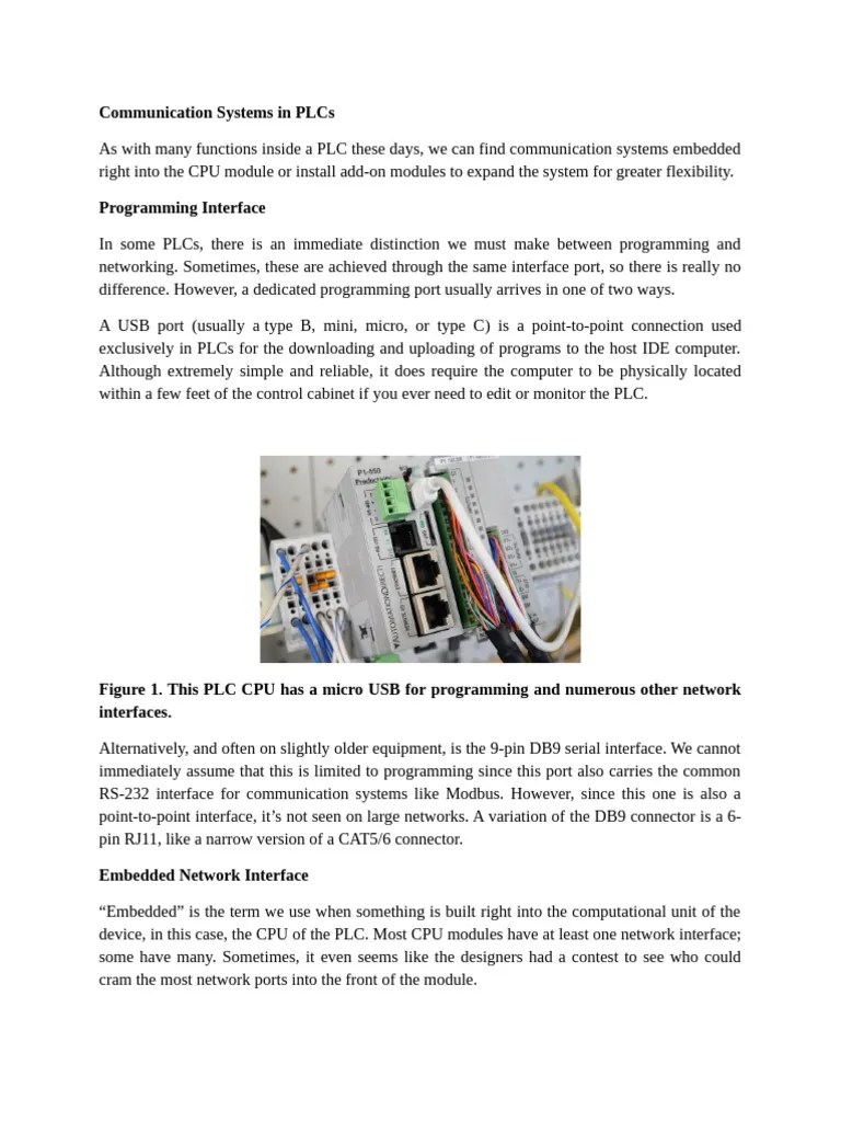 Communication Systems In PLCs | PDF | Programmable Logic Controller ...