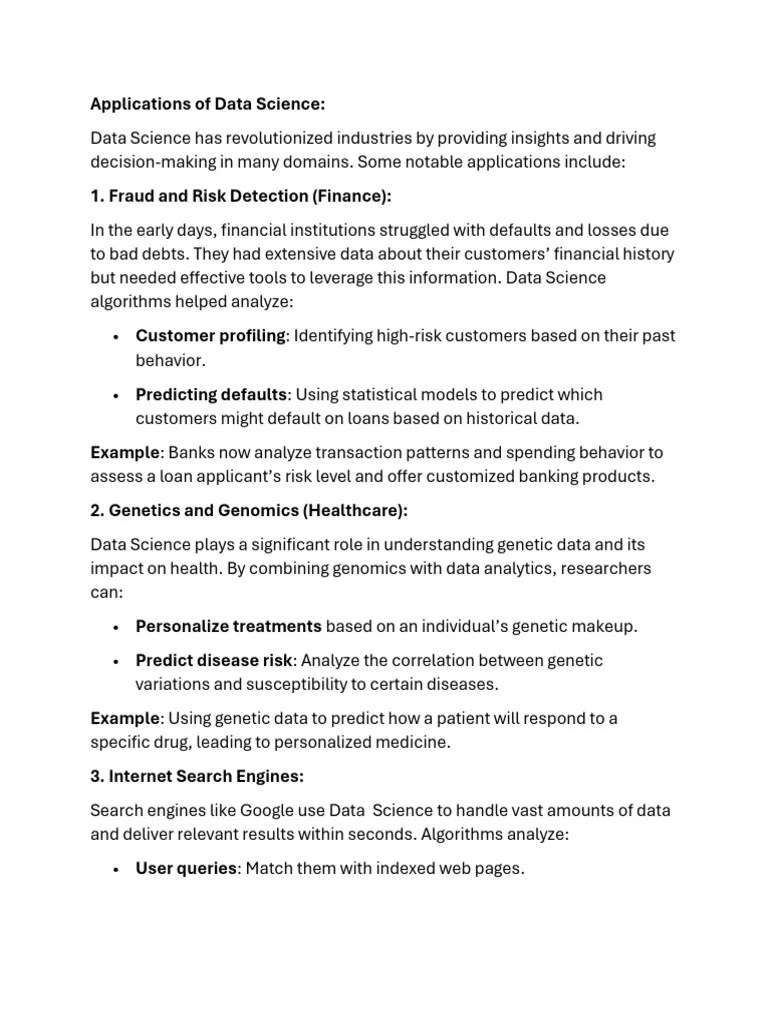Applications Of Data Science | PDF | Data Science | Personalized Medicine