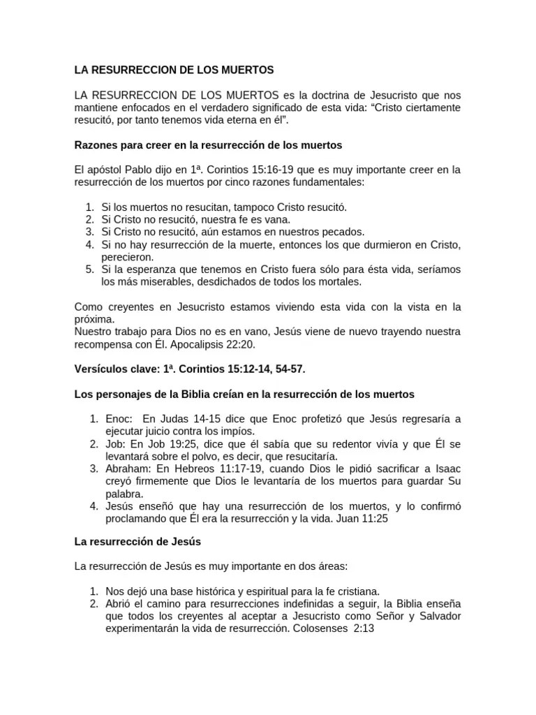 LA RESURRECCION DE LOS MUERTOS | PDF | Resurrección | Cristo (título)