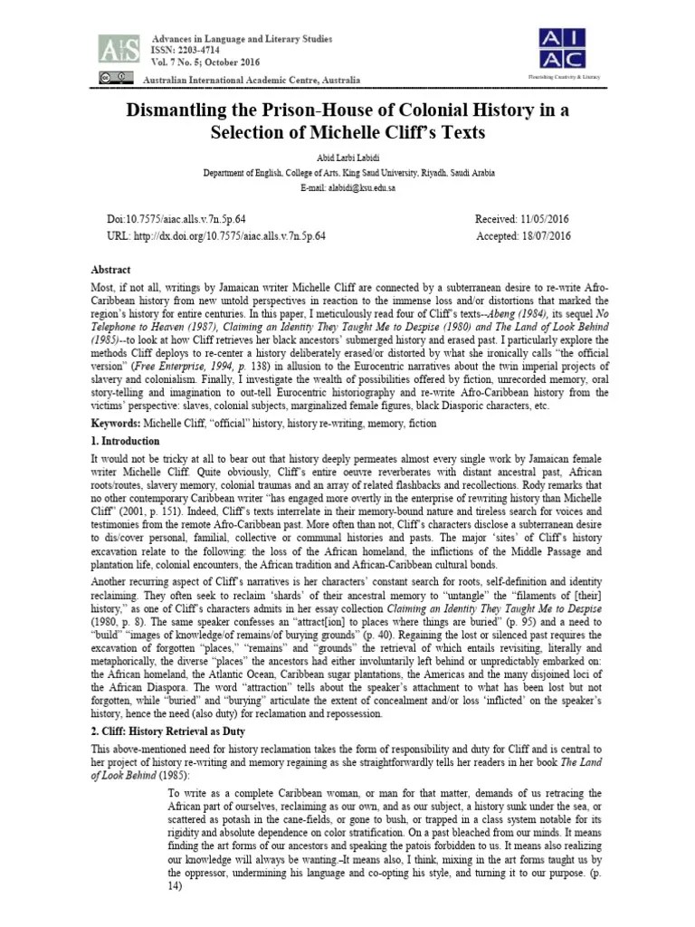 Paper. Dismantling History In Cliff 2016 | PDF | Slavery | Christopher ...