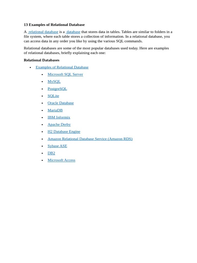 Types Of RDBMS | PDF | Databases | Relational Database