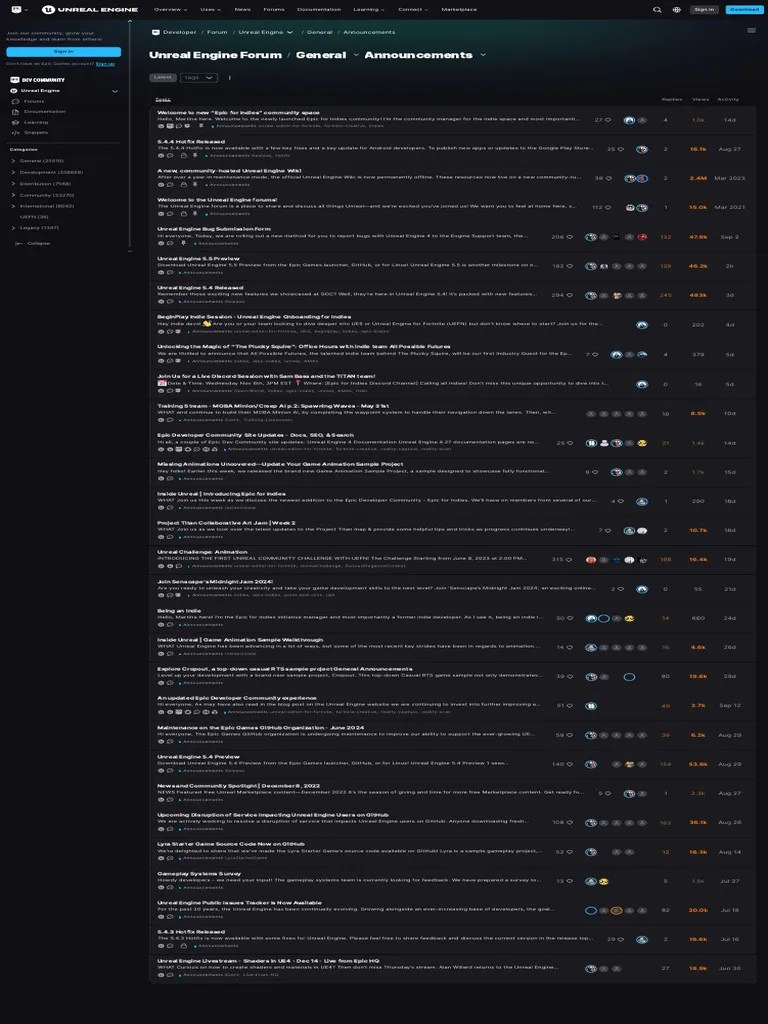 Latest Unreal-Engine Topics In Announcements - Epic Developer Community Forums | PDF | Software ...