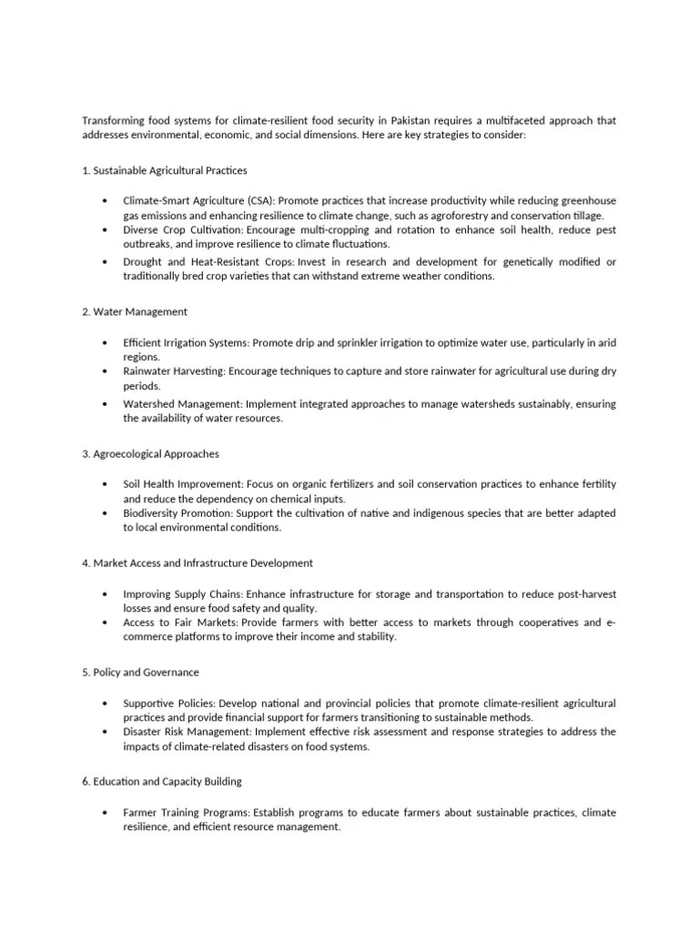 Transforming Food Systems For Climate | PDF | Agriculture | Climate ...