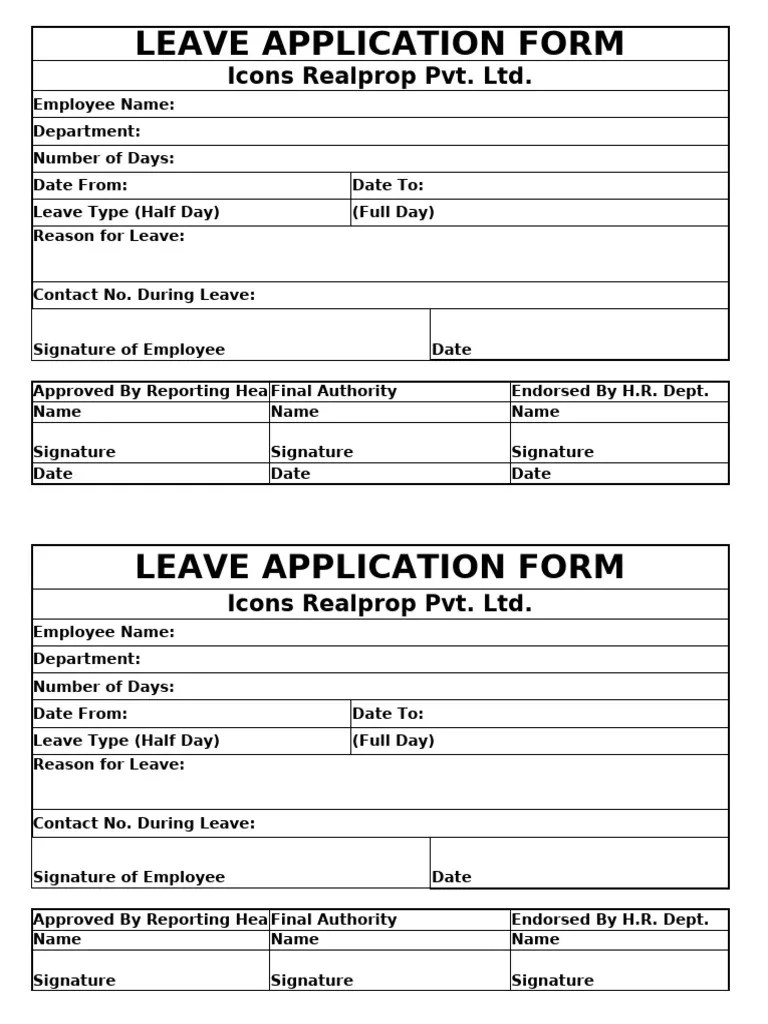 Leave Application Form | PDF