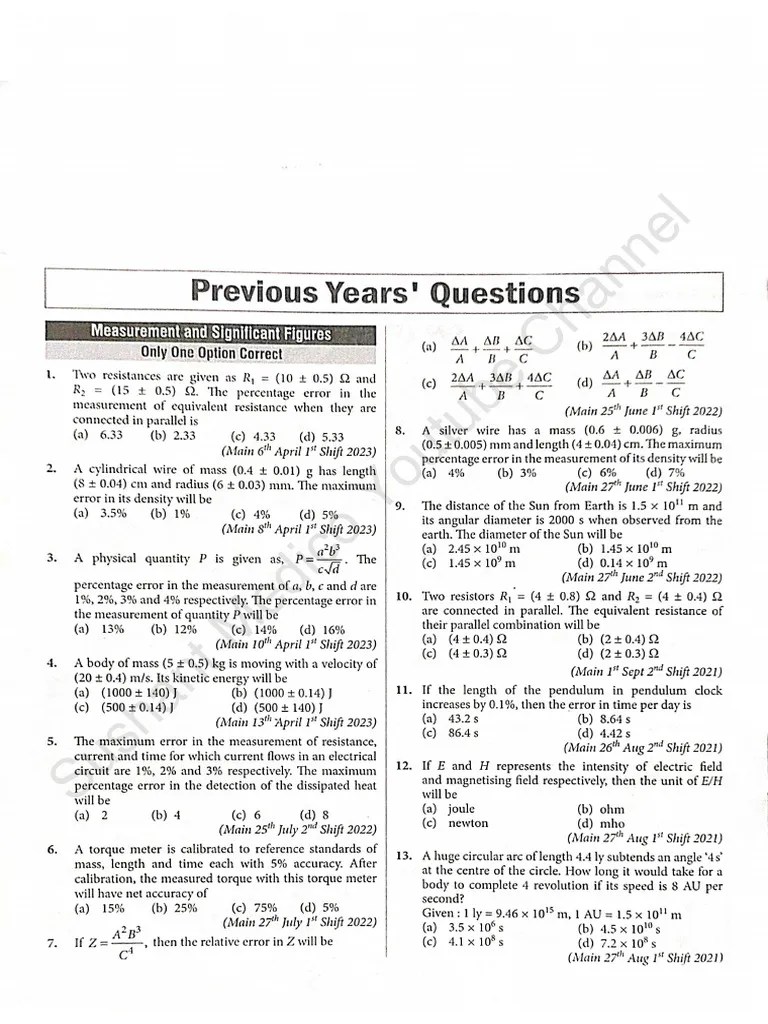 Units And Dimensions - JEE Pyq | PDF