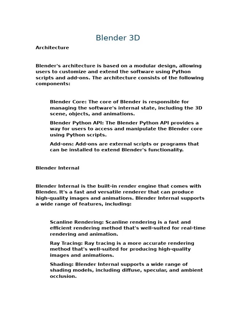 Blender 3D | PDF | Blender (Software) | Rendering (Computer Graphics)