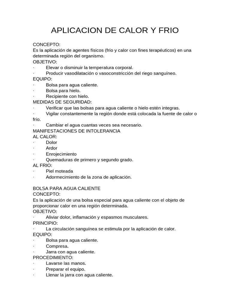 APLICACION DE CALOR Y FRIO | PDF | Agua | Quemar