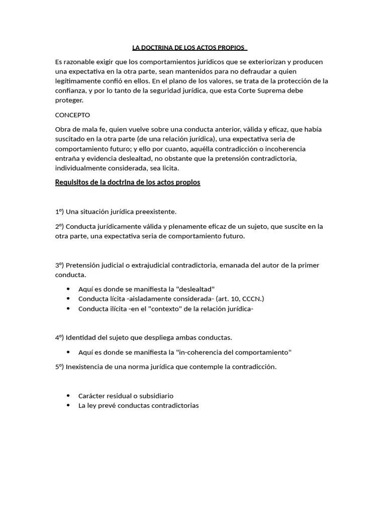 La Doctrina De Los Actos Propios | PDF | Exclusión | Comportamiento