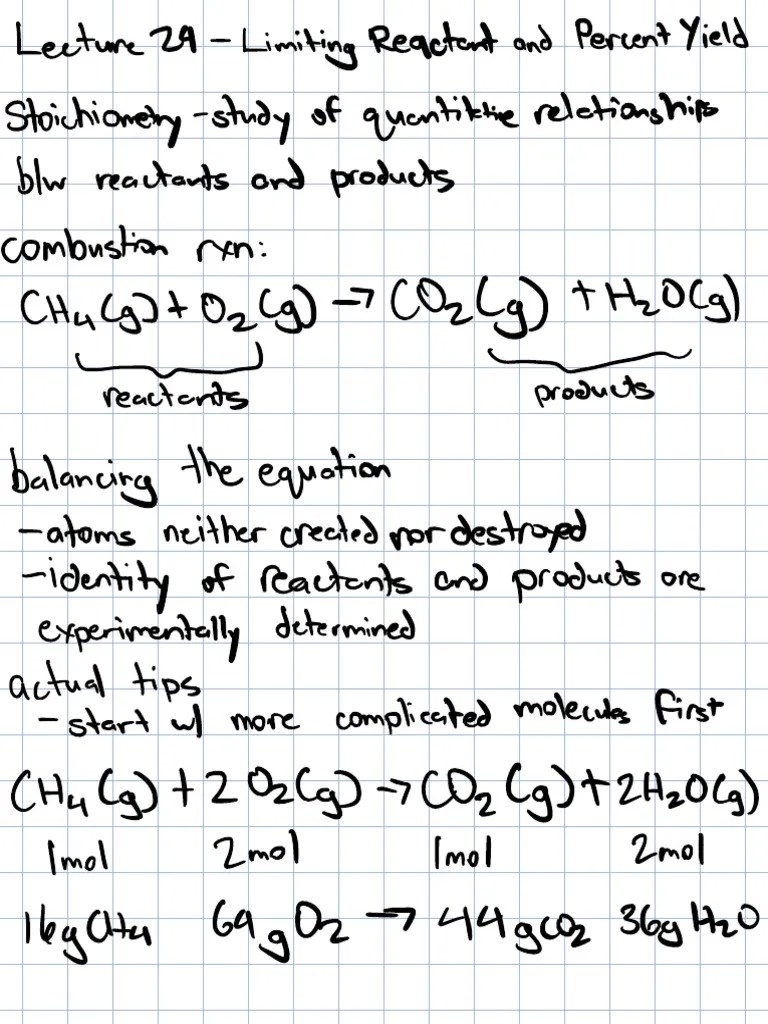 Lecture 24 - Limit And Excess Reactant | PDF