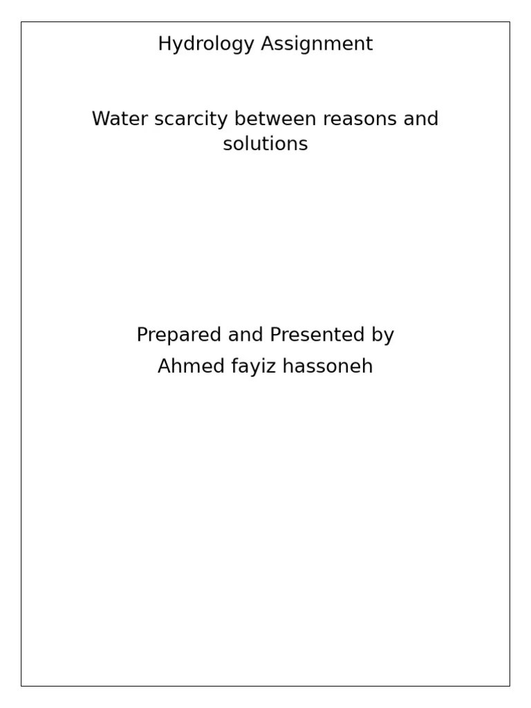 Hydrology Assignment | PDF | Water Scarcity | Water
