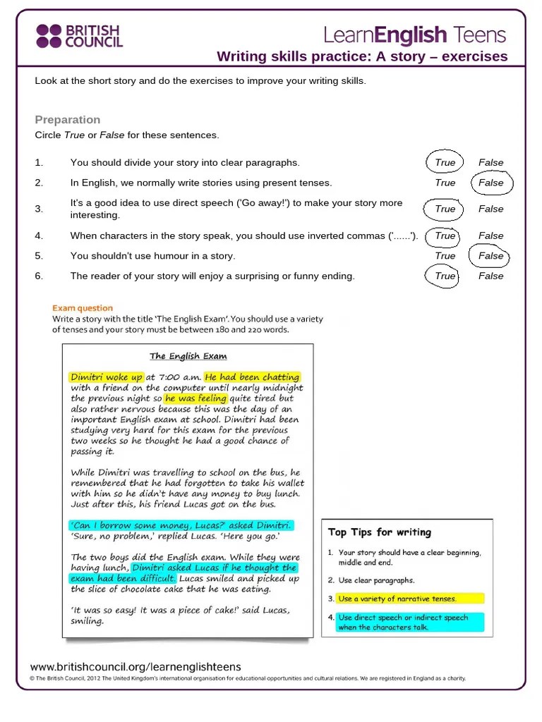 A Story - Exercises | PDF