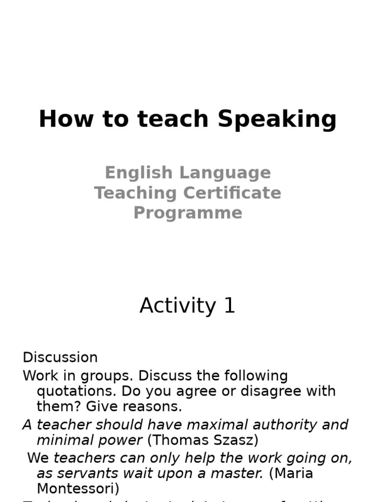 How To Teach Speaking 2 | PDF | Teachers | Pedagogy