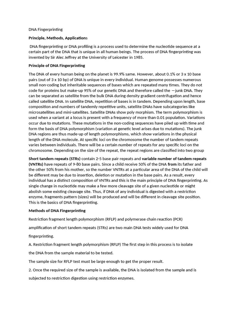 DNA Fingerprinting Final | PDF | Polymerase Chain Reaction | Microsatellite