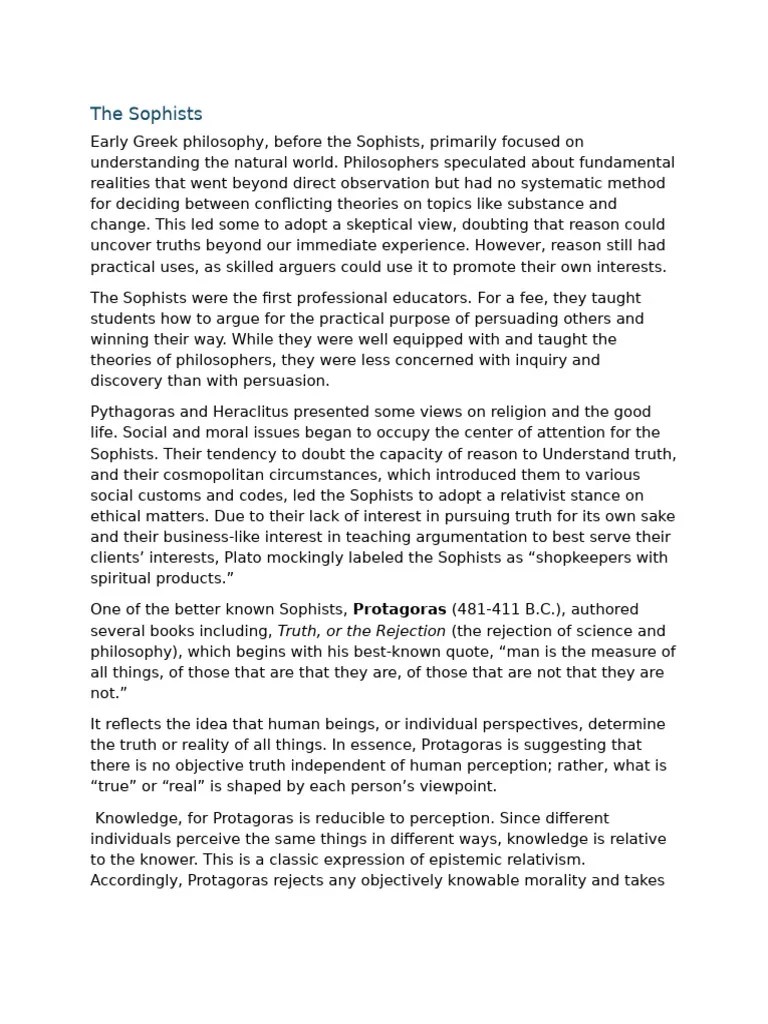 The Sophists | PDF | Socrates | Relativism