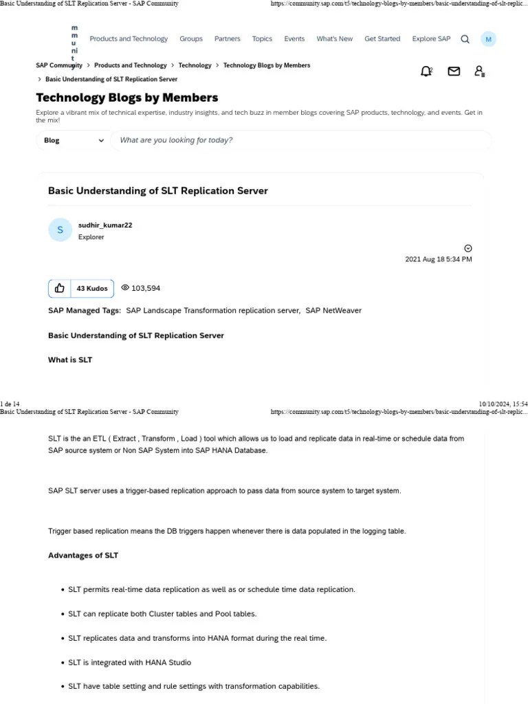 Basic Understanding Of SLT Replication Server - SAP Community | PDF ...