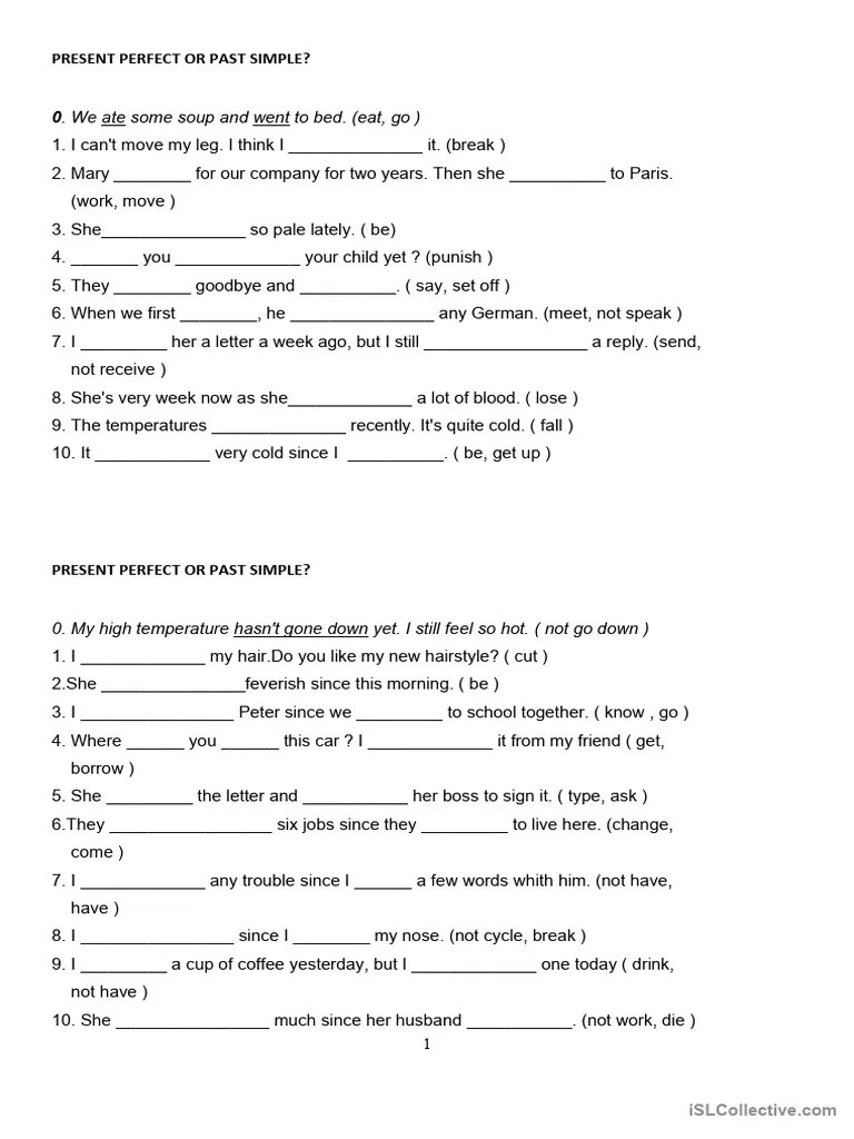 Present Perfect_past Simple | PDF