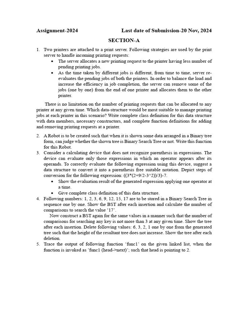 Assignment_2024(Data Structure) | PDF | Computer Science | Algorithms