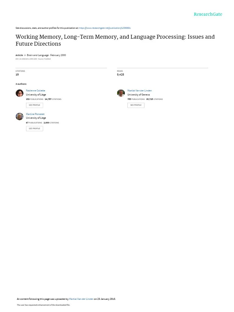 Working_Memory_Long-Term_Memory_and_Language_Proce | PDF | Working ...