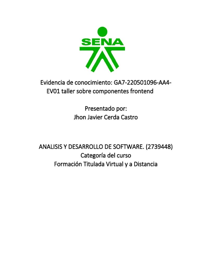 Taller Sobre Componentes Frontend | PDF | Script Java | Modelo De Objeto De Documento