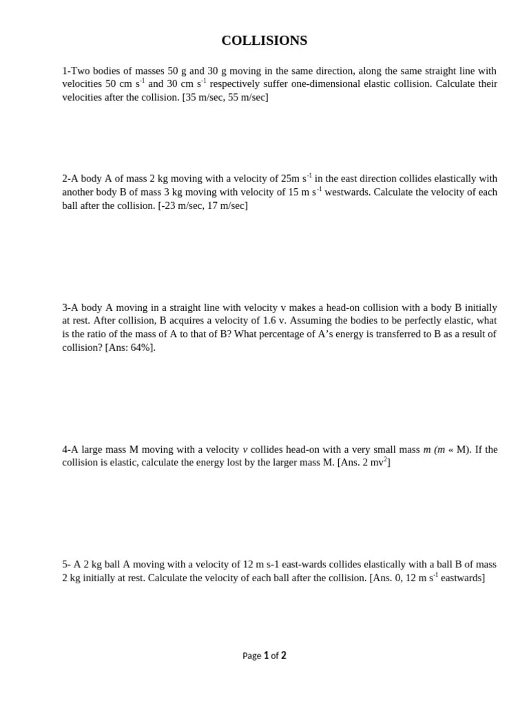 Collisions | PDF | Collision | Mass