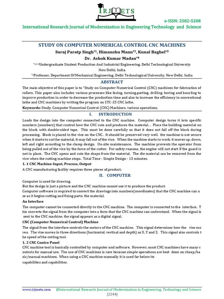 Study On Cnc Machine | PDF | Numerical Control | Engineering