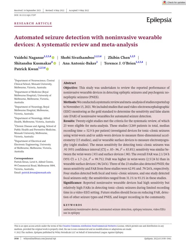 Automated Seizure Detection With (Noninvasive Wearable) | PDF ...
