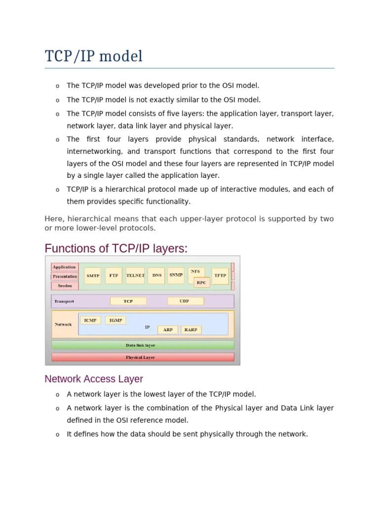 TCP/IP Model | PDF | Internet Protocols | Internet Protocol Suite