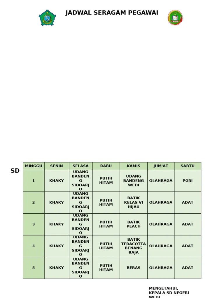 Jadwal Seragam Pegawai Pdf