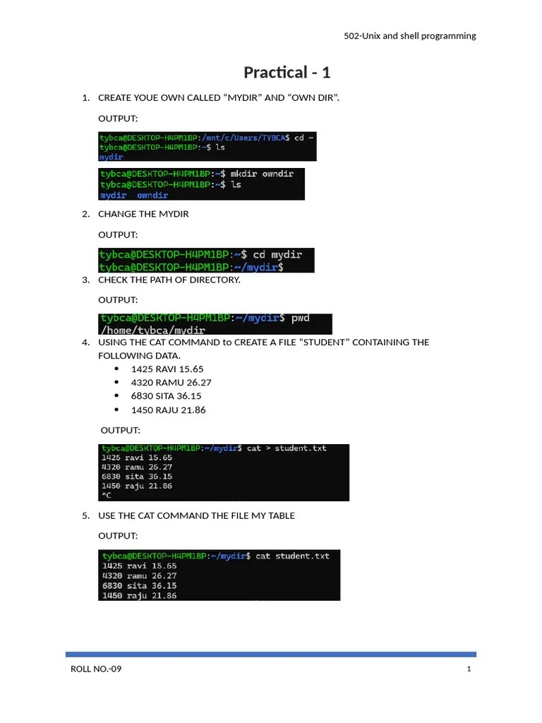 Practical - 1: 502-Unix And Shell Programming | PDF | Filename ...