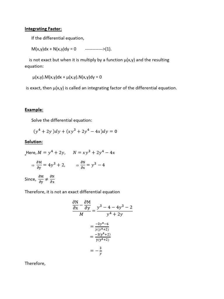 Integrating Factor | PDF | Equations | Mathematical Concepts