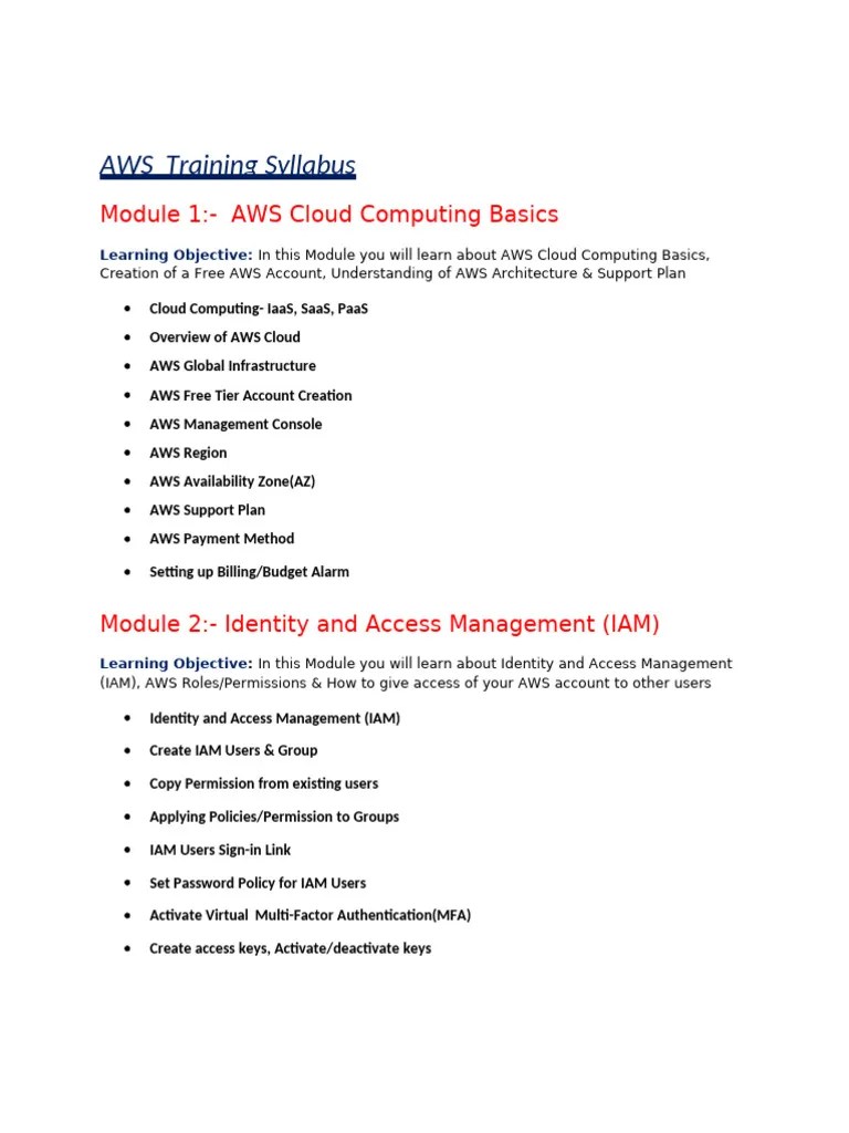 AWS__syllabus | PDF | Internet | Computer Architecture