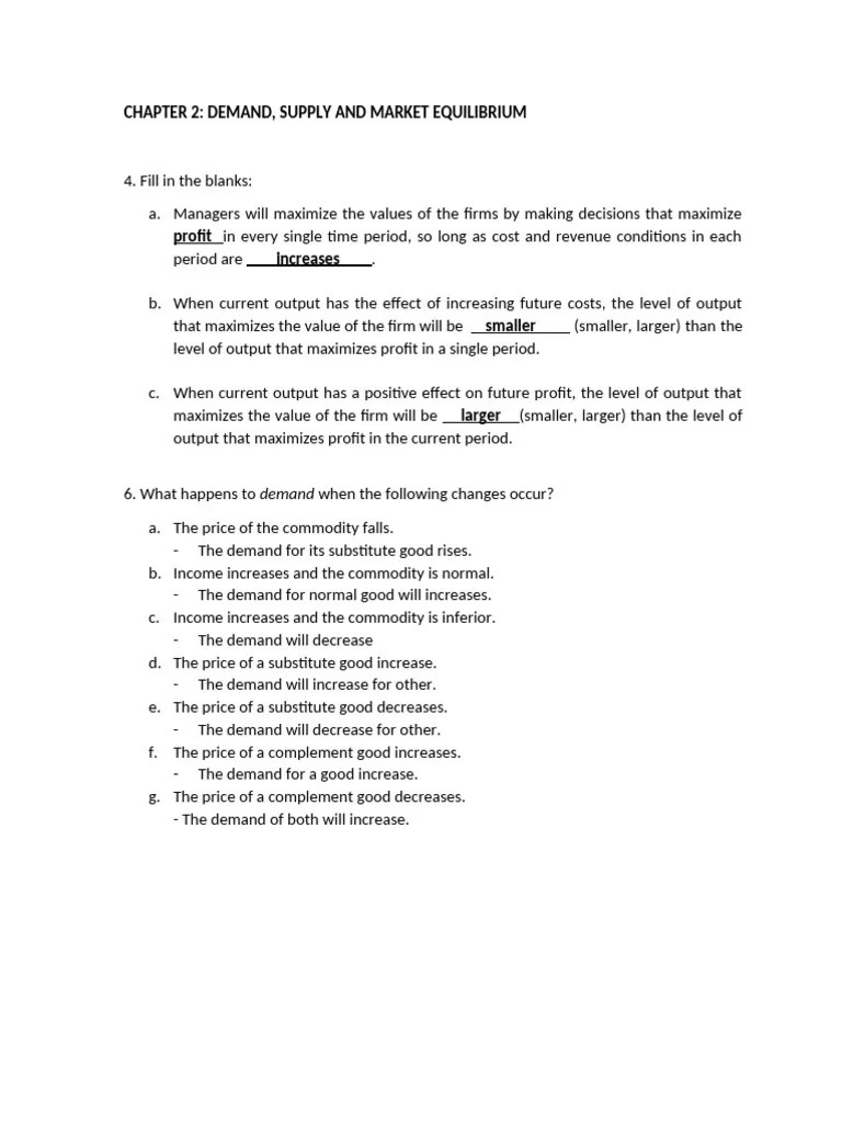 Chapter 2 Demand, Supply And Market Equilibrium | PDF | Economic ...