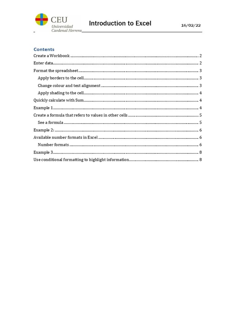 Introduction | PDF | Spreadsheet | Microsoft Excel