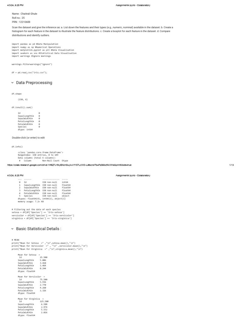 25 - Assignment10.ipynb - Colaboratory | PDF | Descriptive Statistics ...