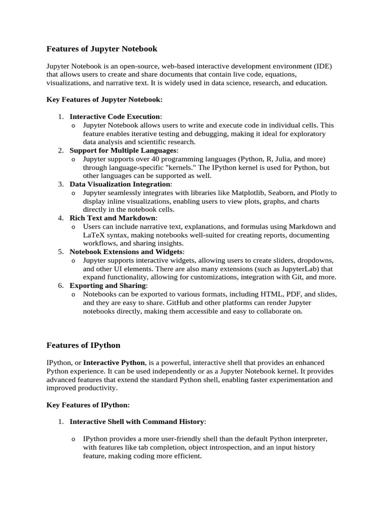Features Of Jupyter Notebook And Ipython | PDF | Shell (Computing ...