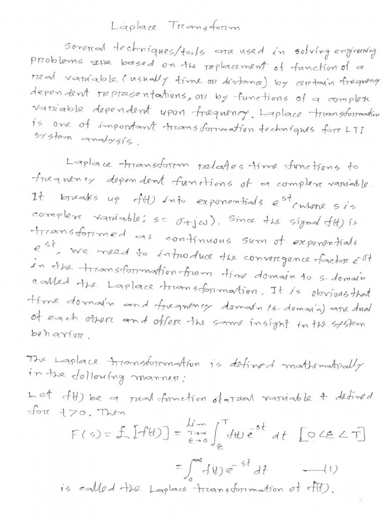 Laplace Transform - Lecture Documents | PDF