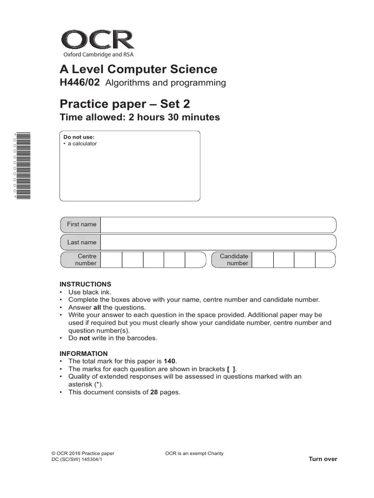 Practice Paper Set 2 Algorithms Programming | PDF | Algorithms And Data ...
